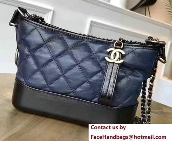 Chanel Gabrielle Small Hobo Bag A91810 Dark Blue/Black 2017 - Click Image to Close