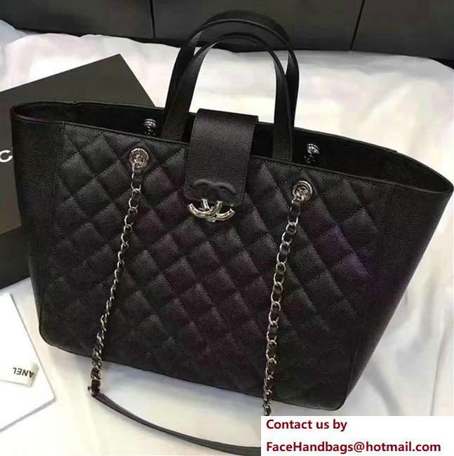 Chanel Grained Calfskin Large Shopping Bag Black A98665 2017