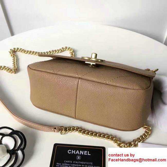 Chanel Grained Calfskin Mini Flap Bag With Top Handle A93756 Beige 2017 - Click Image to Close