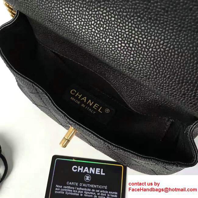 Chanel Grained Calfskin Mini Flap Bag With Top Handle A93756 Black 2017 - Click Image to Close