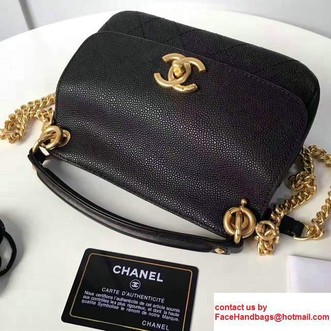 Chanel Grained Calfskin Mini Flap Bag With Top Handle A93756 Black 2017