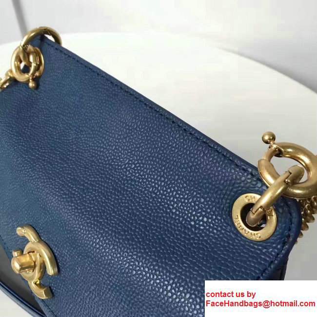 Chanel Grained Calfskin Mini Flap Bag With Top Handle A93756 Navy Blue 2017 - Click Image to Close