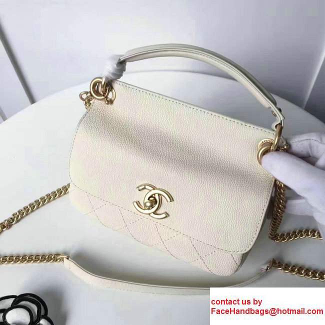 Chanel Grained Calfskin Mini Flap Bag With Top Handle A93756 White 2017