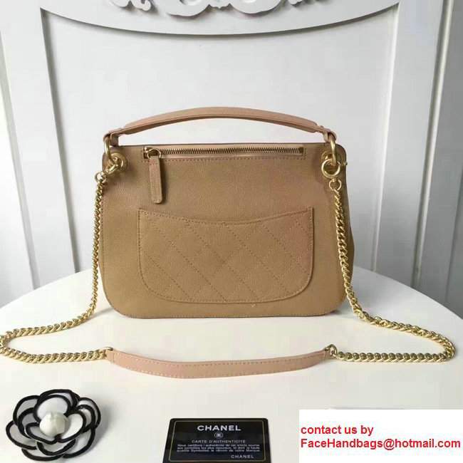 Chanel Grained Calfskin Small Flap Bag With Top Handle A93756 Beige 2017 - Click Image to Close