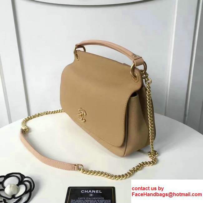 Chanel Grained Calfskin Small Flap Bag With Top Handle A93756 Beige 2017 - Click Image to Close