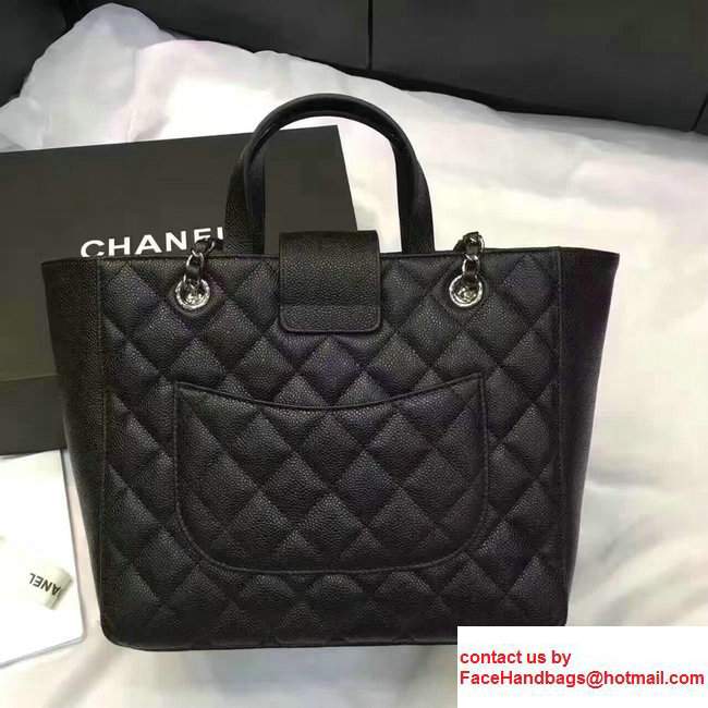 Chanel Grained Calfskin Small Shopping Bag Black A98664 2017 - Click Image to Close
