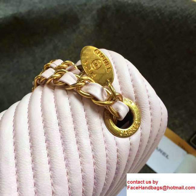 Chanel Grained Lamskin Chevron Quilting Classic Flap Medium Bag A01112 Pink 2017
