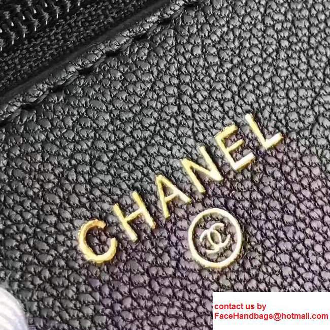 Chanel Grained Metal Wallet On Chain WOC Bag A80982 Black 2017 - Click Image to Close