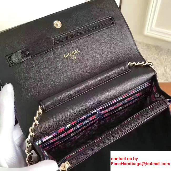 Chanel Grained Metal Wallet On Chain WOC Bag A80982 Black 2017