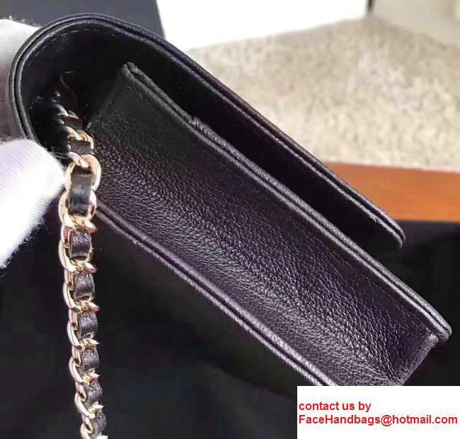 Chanel Grained Metal Wallet On Chain WOC Bag A80982 Black 2017 - Click Image to Close