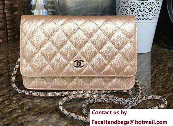 Chanel Grained Metal Wallet On Chain WOC Bag A80982 Gold 2017 - Click Image to Close