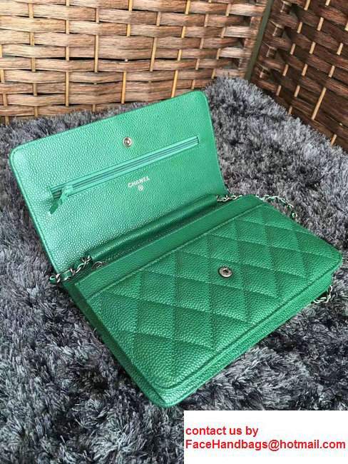 Chanel Grained Metal Wallet On Chain WOC Bag A80982 Green 2017