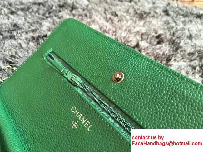 Chanel Grained Metal Wallet On Chain WOC Bag A80982 Green 2017 - Click Image to Close