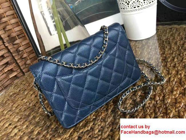 Chanel Grained Metal Wallet On Chain WOC Bag A80982 Navy Blue 2017 - Click Image to Close