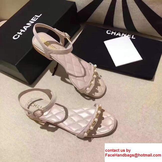 Chanel Heel 2cm Patent Leather With Pearl Design Flat Scandals Apricot 2017 - Click Image to Close