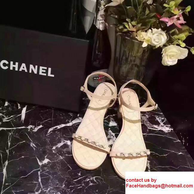 Chanel Heel 7.5cm Patent Leather With Pearl Design Scandals Apricot 2017