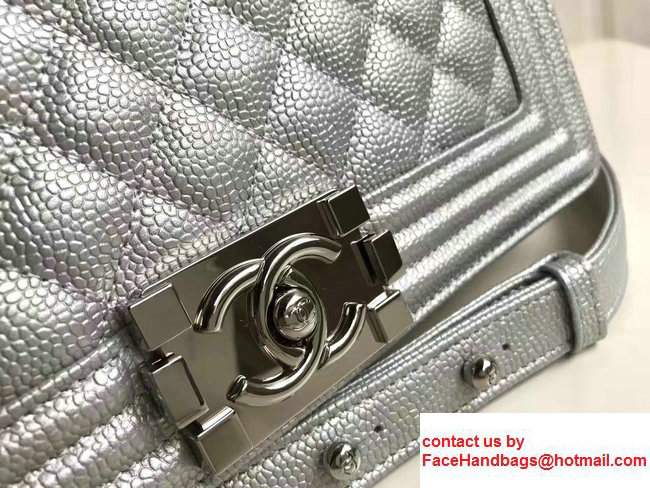 Chanel Medium Boy Flap Shoulder Bag in Lambskin Leather New Color Sliver - Click Image to Close