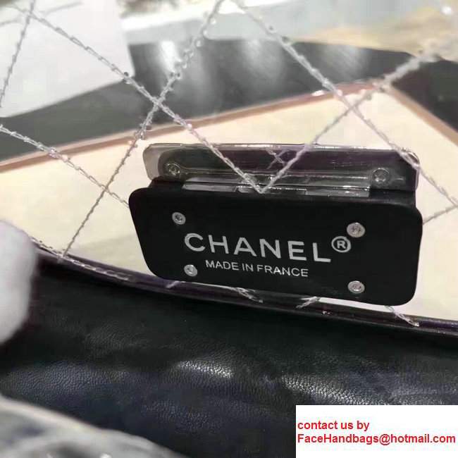 Chanel Transparent Canvas Lambskin Resin Sliver-tone Metal A93222 Black 2017