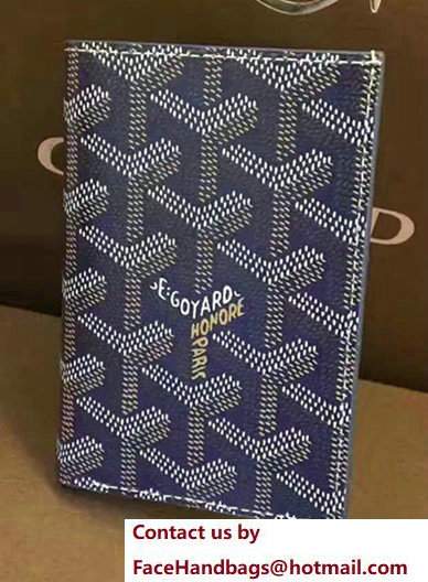 Goyard Leather Card Cover Wallet Blue 2017