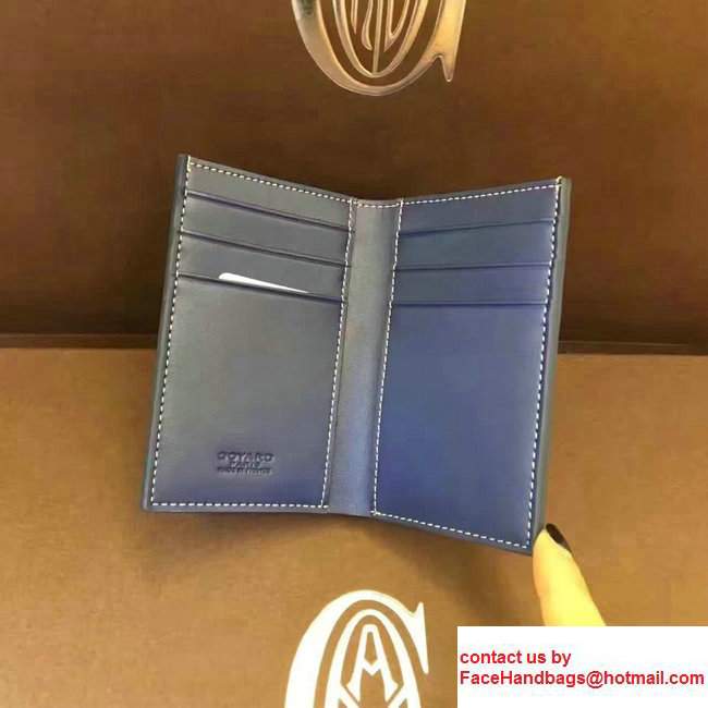 Goyard Leather Card Cover Wallet Blue 2017
