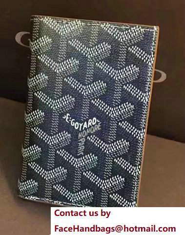 Goyard Leather Card Cover Wallet Blue/Brown 2017 - Click Image to Close