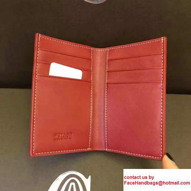 Goyard Leather Card Cover Wallet Orange/Red 2017
