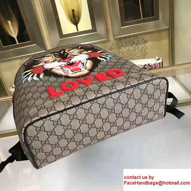 Gucci Angry Cat Print GG Supreme Backpack 419584 2017