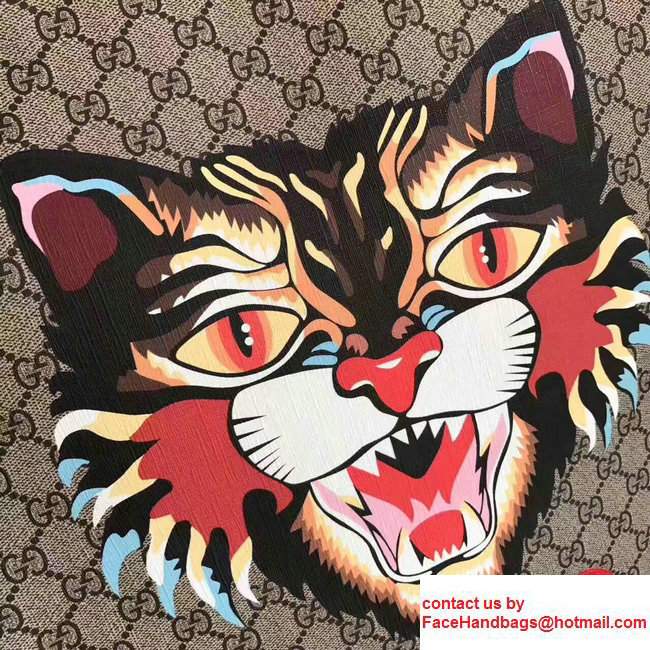 Gucci Angry Cat Print GG Supreme Tote 450950 2017