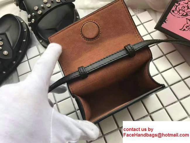 Gucci Animalier Mini Shoulder Bag With Feline Head Metal Detail 460117 Black - Click Image to Close