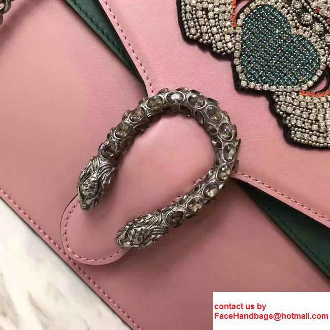 Gucci Dionysus Sequins Hands And Heart Leather Shoulder Medium Bag 400235 Pink/Blue 2017