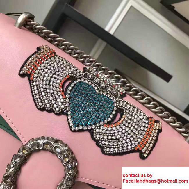 Gucci Dionysus Sequins Hands And Heart Leather Shoulder Small Bag 400249 Pink/Blue 2017 - Click Image to Close