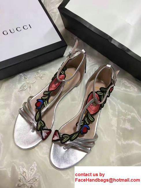 Gucci Floral Embroidery Leather Scandal 475080 Sliver 2017