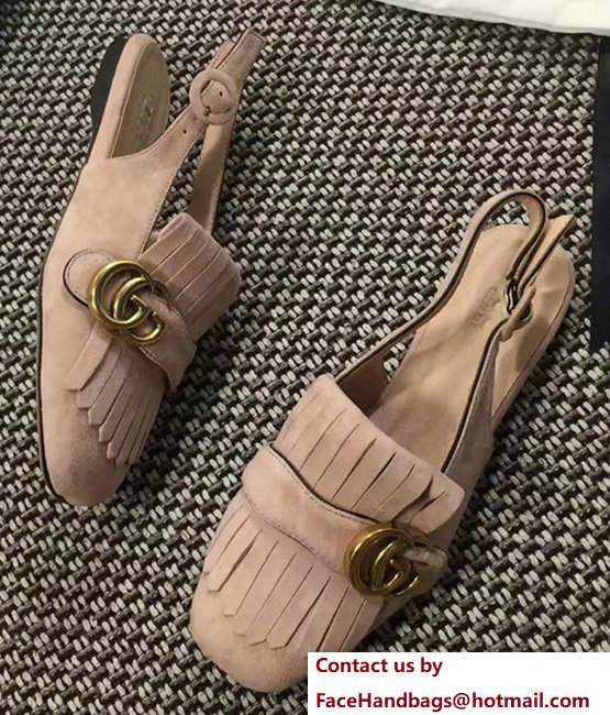Gucci Fringe Double G Slingback Scandals Suede Pink 2017 - Click Image to Close