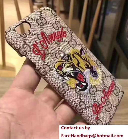 Gucci GG Canvas Embroidered Tiger Head Iphone Cover Case - Click Image to Close