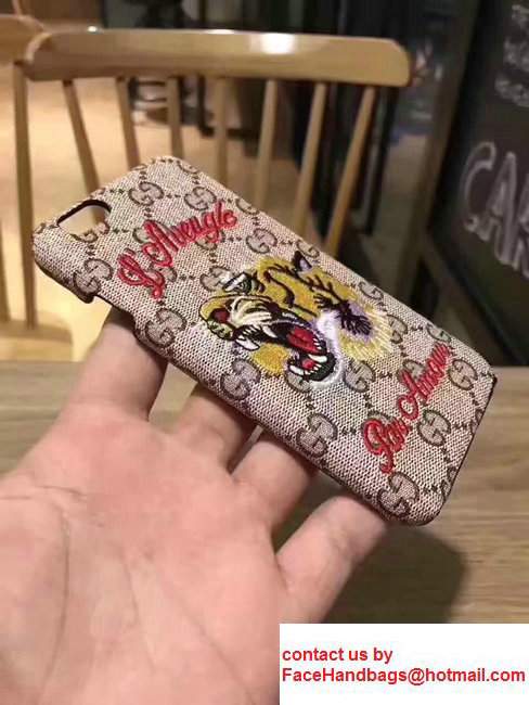 Gucci GG Canvas Embroidered Tiger Head Iphone Cover Case - Click Image to Close