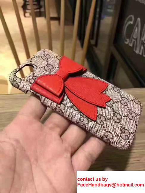 Gucci GG Canvas Red Bow Embroidered Iphone Cover Case - Click Image to Close