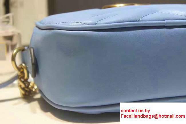 Gucci GG Marmont Matelasse Chevron Mini Chain Shoulder Camera Bag 448065 Blue 2017 - Click Image to Close