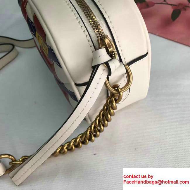 Gucci GG Marmont Matelasse Chevron Mini Chain Shoulder Camera Bag 448065 Blue/Red/White 2017
