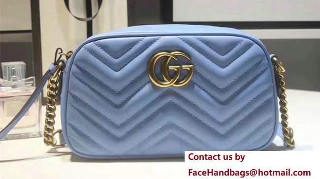 Gucci GG Marmont Matelasse Chevron Shoulder Small Bag 447632 Blue 2017