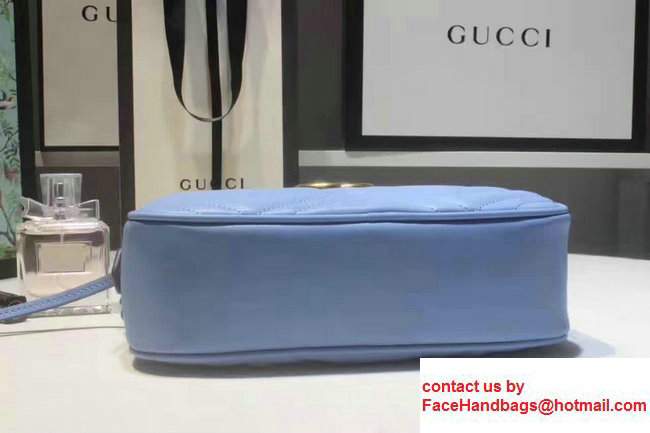 Gucci GG Marmont Matelasse Chevron Shoulder Small Bag 447632 Blue 2017 - Click Image to Close