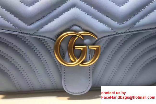 Gucci GG Marmont Matelasse Chevron Small Chain Shoulder Bag 443497 Blue 2017 - Click Image to Close