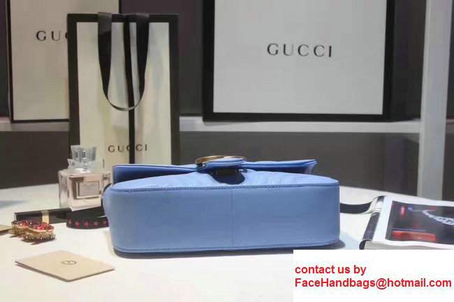 Gucci GG Marmont Matelasse Chevron Small Chain Shoulder Bag 443497 Blue 2017 - Click Image to Close