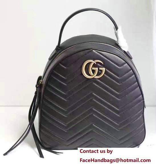 Gucci GG Marmont Quilted Leather Backpack 476671 Black 2017 - Click Image to Close