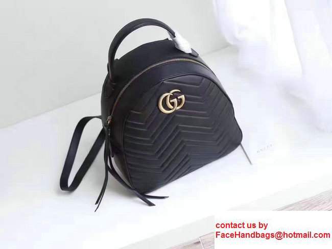 Gucci GG Marmont Quilted Leather Backpack 476671 Black 2017 - Click Image to Close