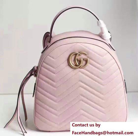 Gucci GG Marmont Quilted Leather Backpack 476671 Pink 2017 - Click Image to Close