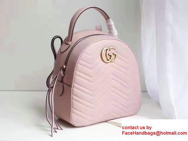 Gucci GG Marmont Quilted Leather Backpack 476671 Pink 2017 - Click Image to Close