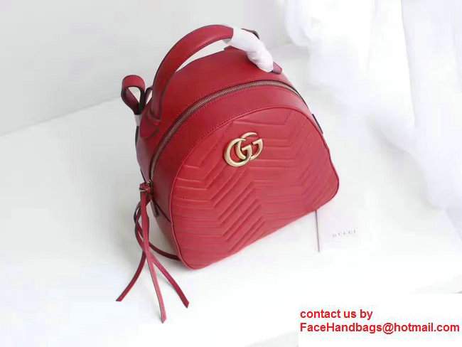 Gucci GG Marmont Quilted Leather Backpack 476671 Red 2017 - Click Image to Close