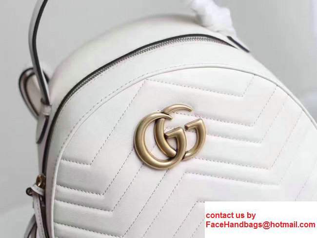 Gucci GG Marmont Quilted Leather Backpack 476671 White 2017