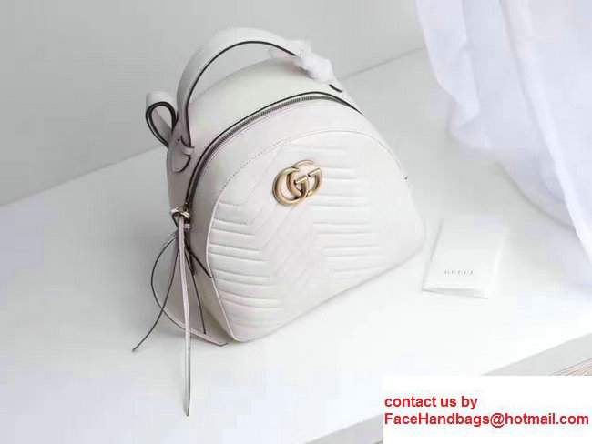 Gucci GG Marmont Quilted Leather Backpack 476671 White 2017