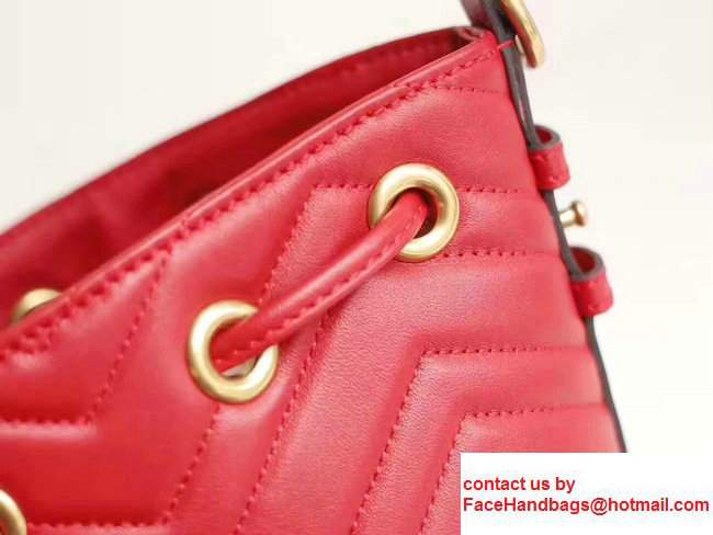 Gucci GG Marmont Quilted Leather Bucket Bag With Sylvie Web Strap 476674 Red 2017 - Click Image to Close